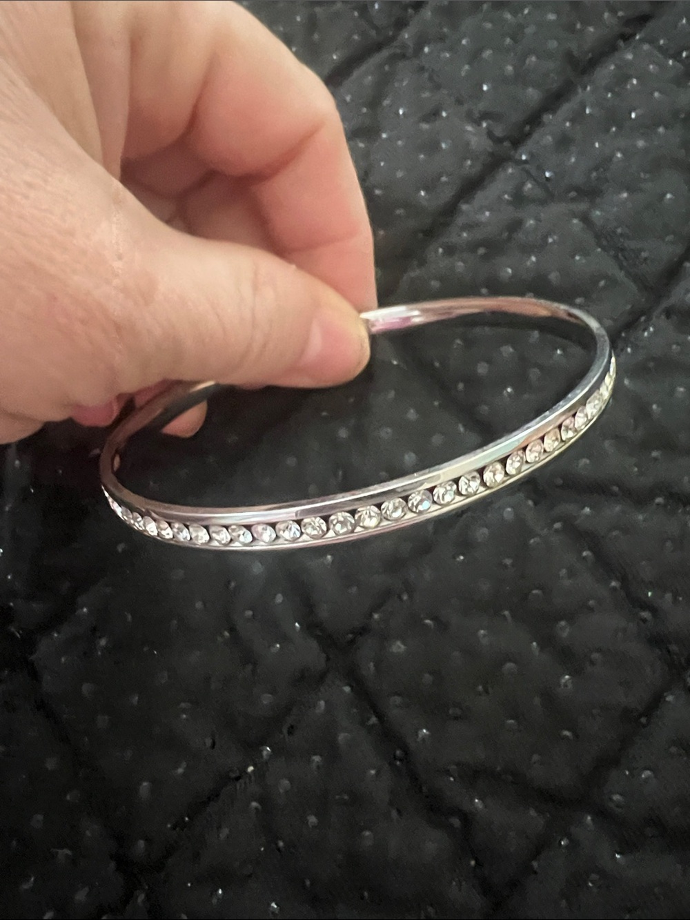 S. Steel Clear CZ Channel Set Eternity Bangle Bracelet – Size 2.5